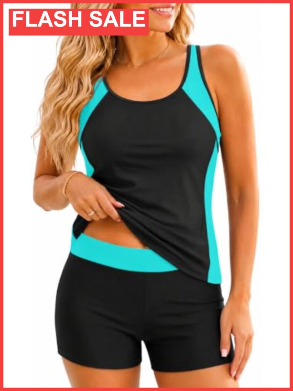Tummy Control Tankini Swimsuit with Boyshorts, Quick Dry